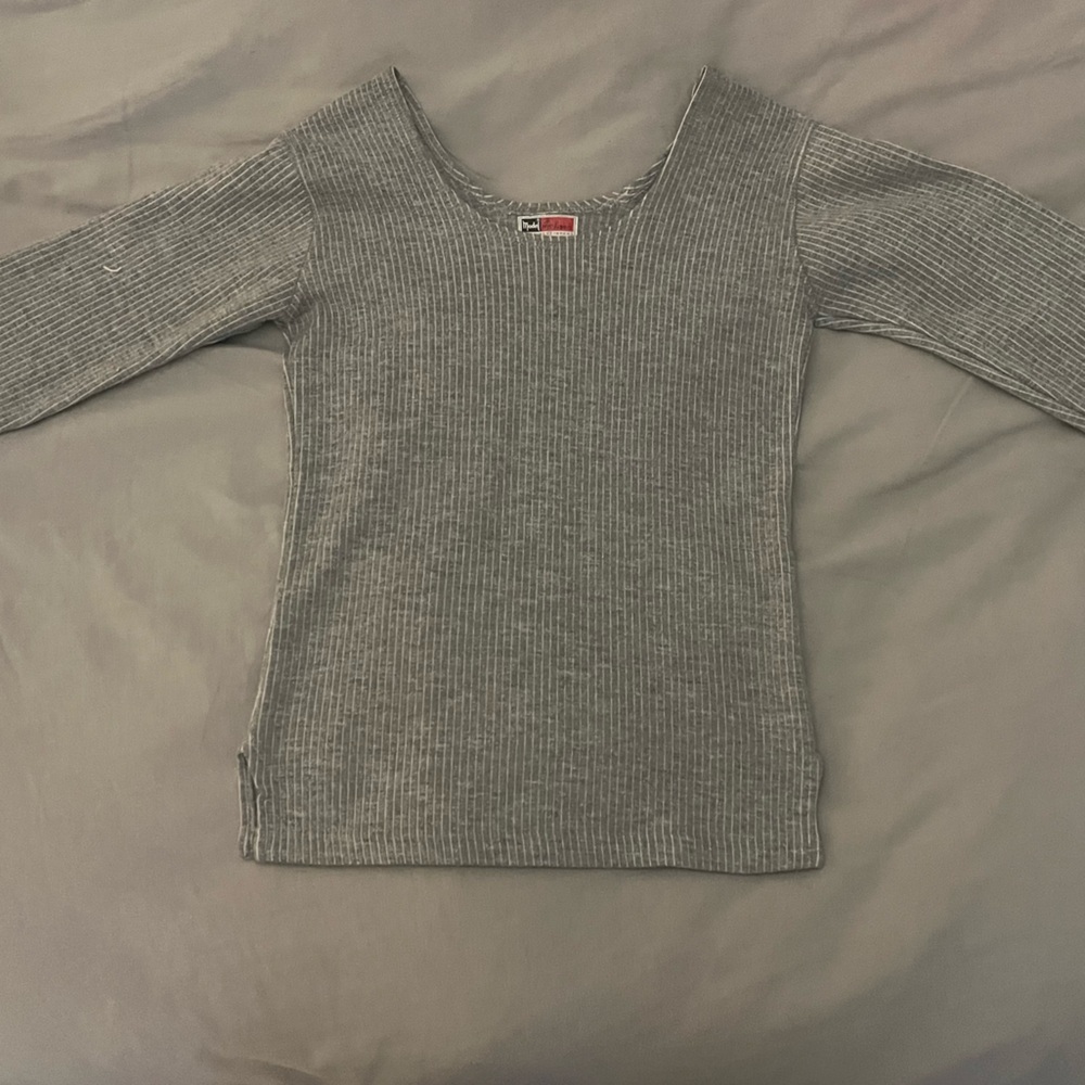 ModelCo Gray Ribbed Scoop-Neck Sweater